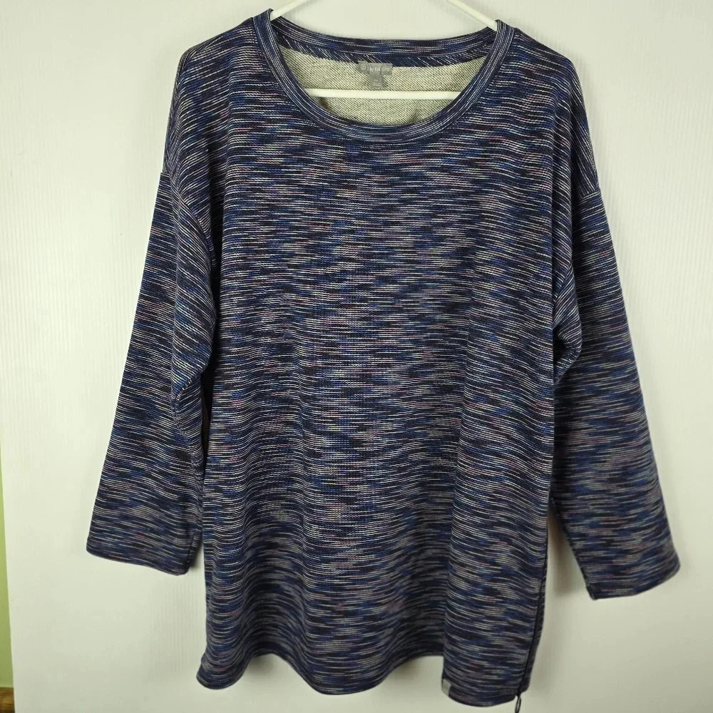 T by Talbots Space Dye Multi Colored Long Sleeve Tunic Zipper Sides Cozy Size 1X